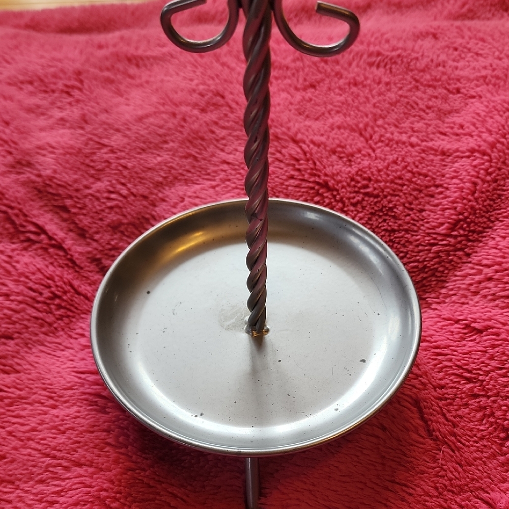 Ornate Metal Jewelry Stand with Mirror -Silvertone - Picture 3 of 7
